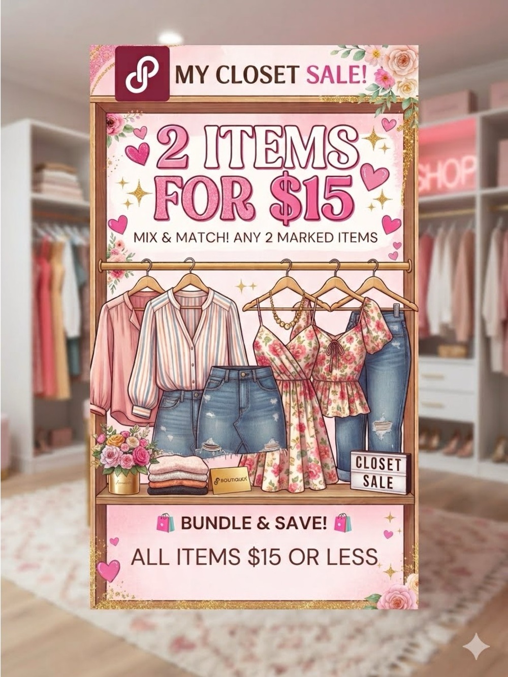 Closet Sale 💕 2 Items for $15💕 bundle items $15 and under..marked with 💕